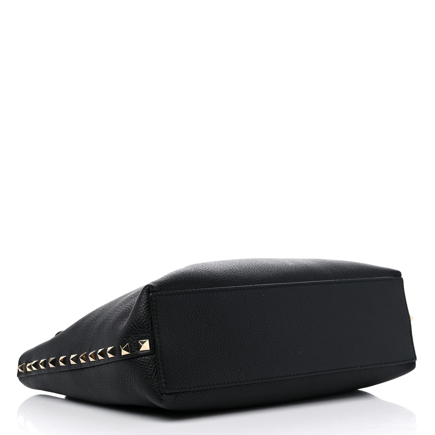 Grained Calfskin Small Rockstud Flip Lock Tote Black Rose Quartz