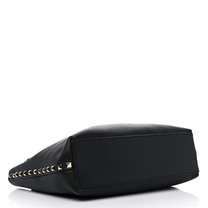 Valentino Garavani Grained Calfskin Small Rockstud Flip Lock Tote Black Rose Quartz 4 of 8