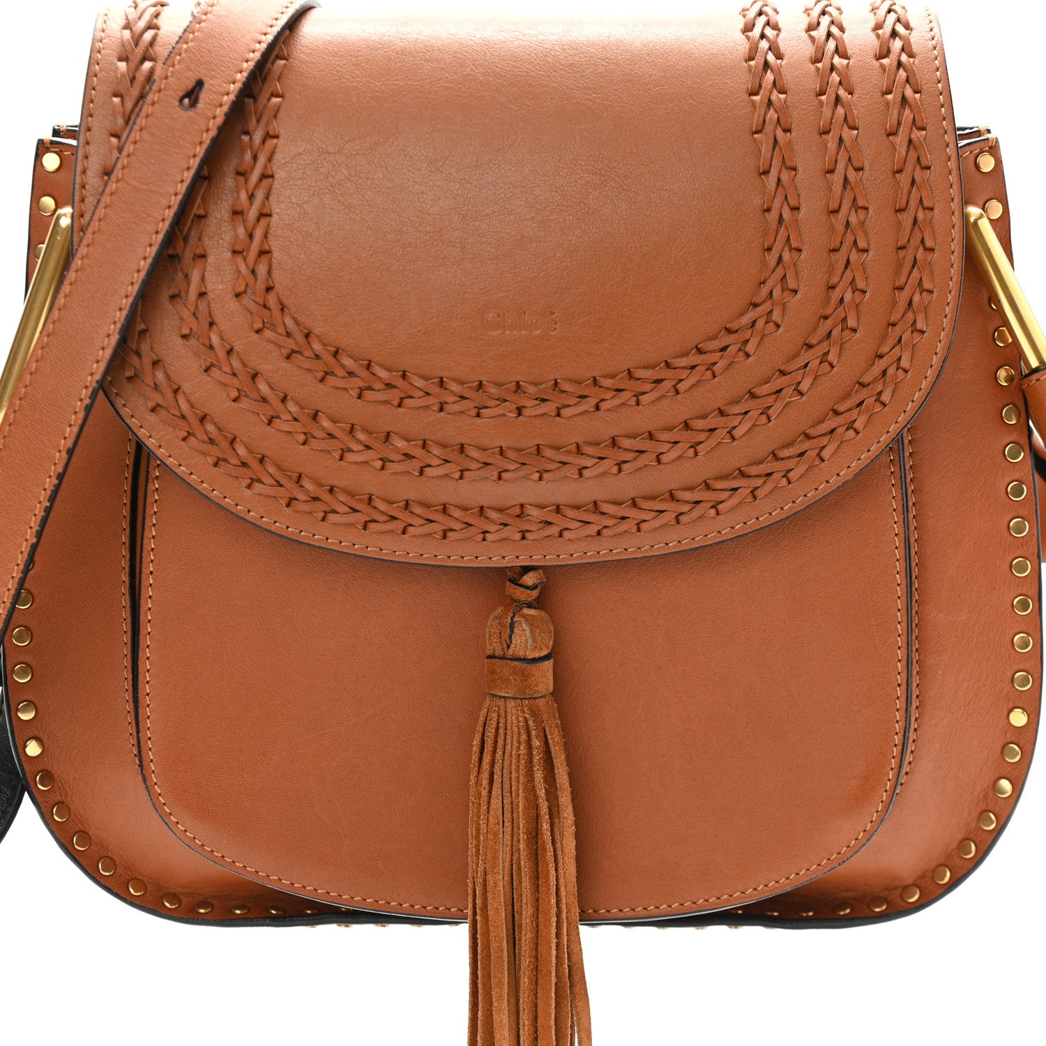 Chloe Calfskin Braided Medium Hudson Shoulder Bag Caramel 8 of 10