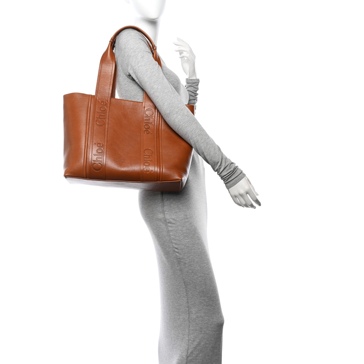 Chloe Shiny Grained Calfskin Medium Woody Tote Tan 2 of 11