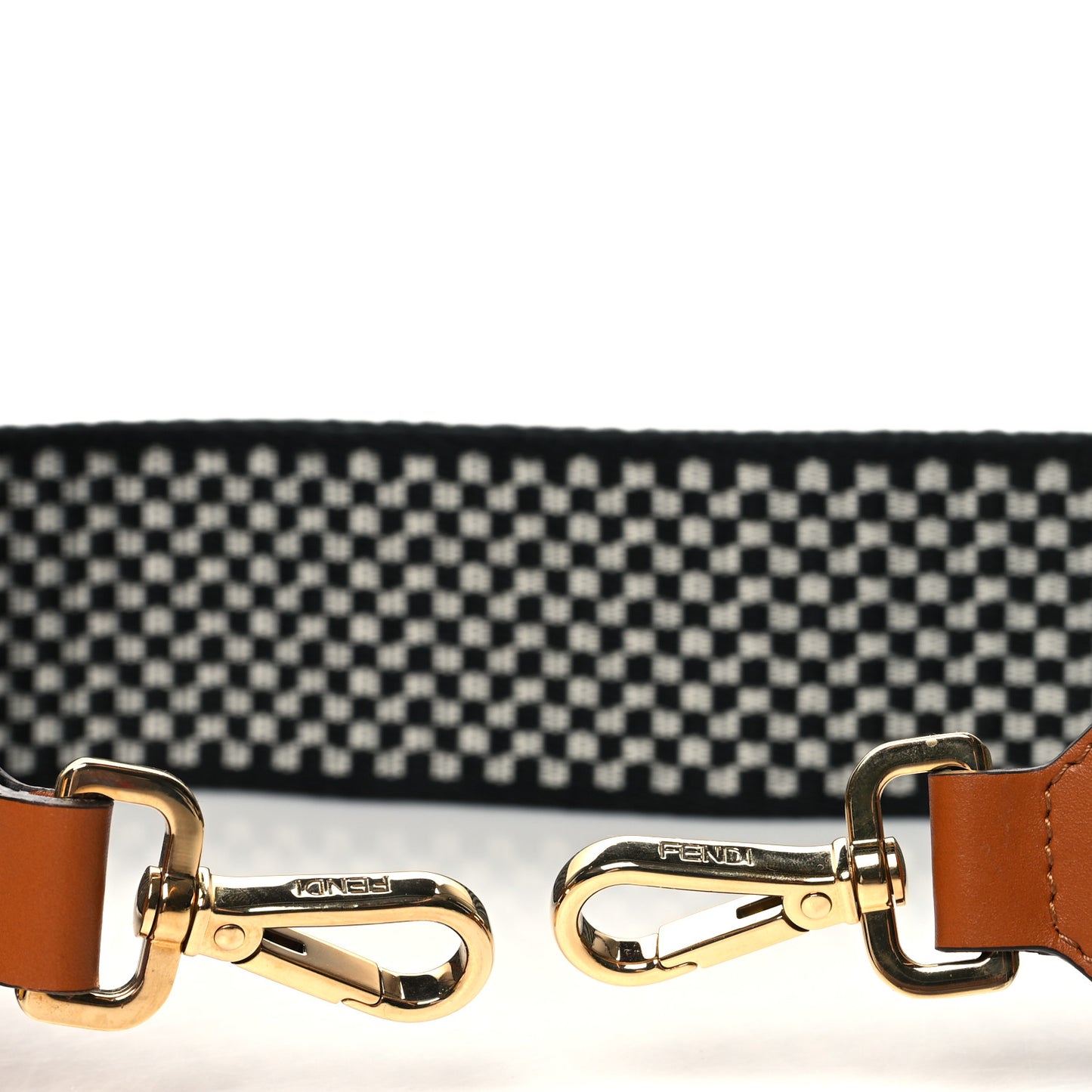 Ribbon Vitello King Logo Embossed Gingham Woven Adjustable Strap You Panna Black Cuoio