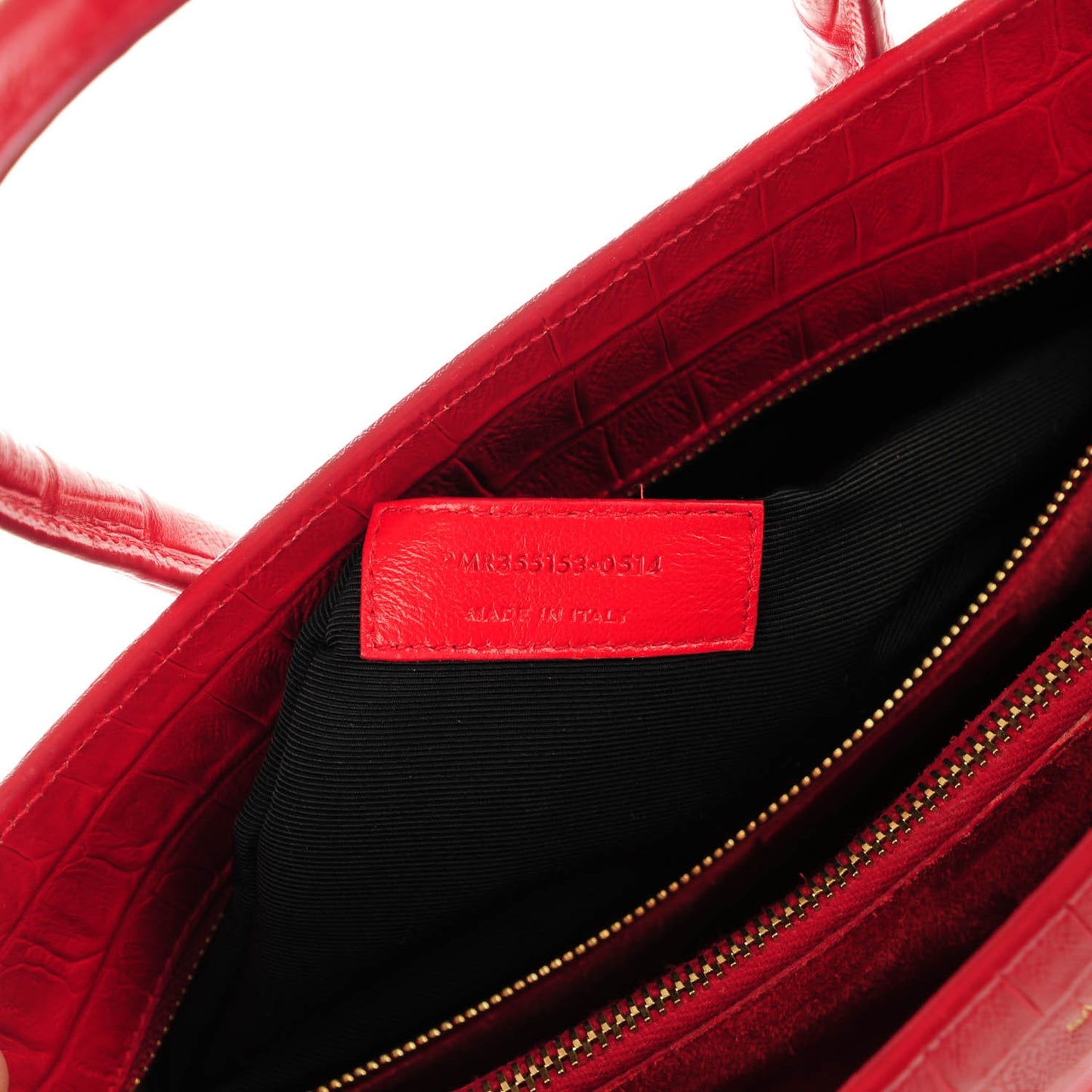 Calfskin Crocodile Embossed Small Sac De Jour Rouge