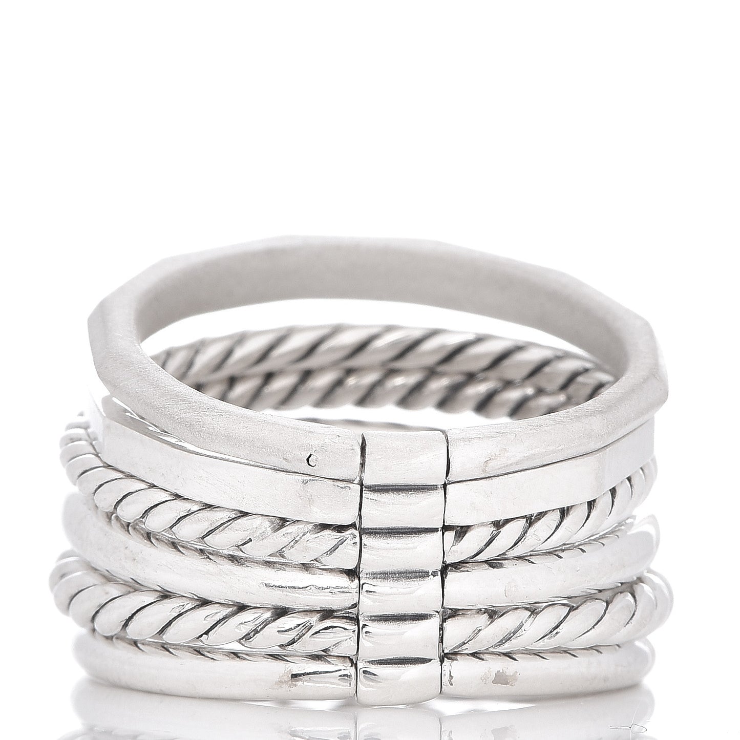 Sterling Silver Diamond 16mm Stax Wide Stacked Ring 56 7.75