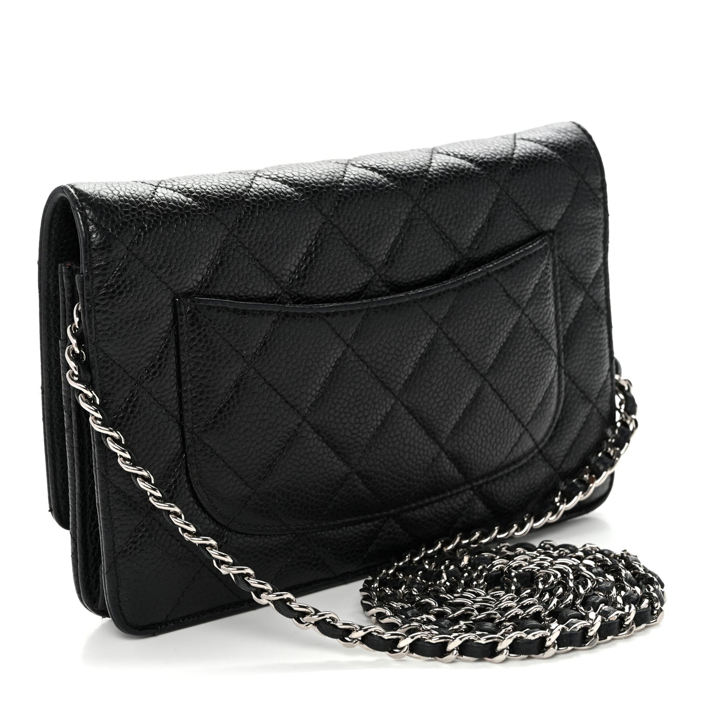Caviar Quilted Wallet on Chain WOC Black