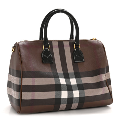 Burberry E-canvas Check Bowling Bag Dark Birch Brown 3 of 14