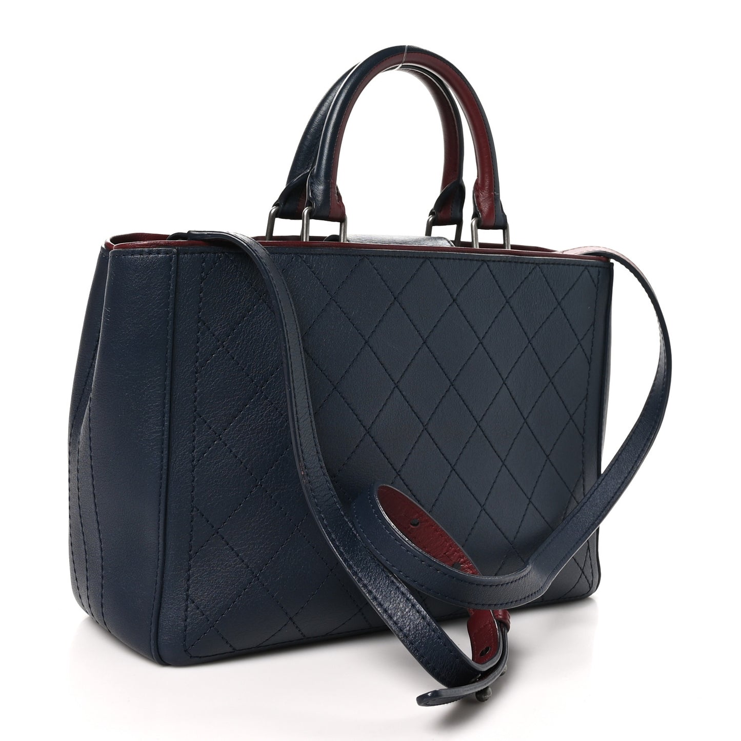 Bullskin Stitched Bi-Color Medium Shopping Tote Blue