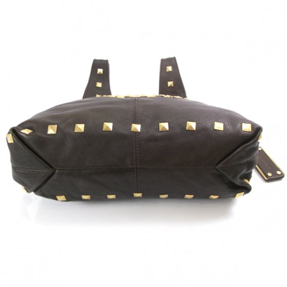 Leather Studded George V Bag Brown