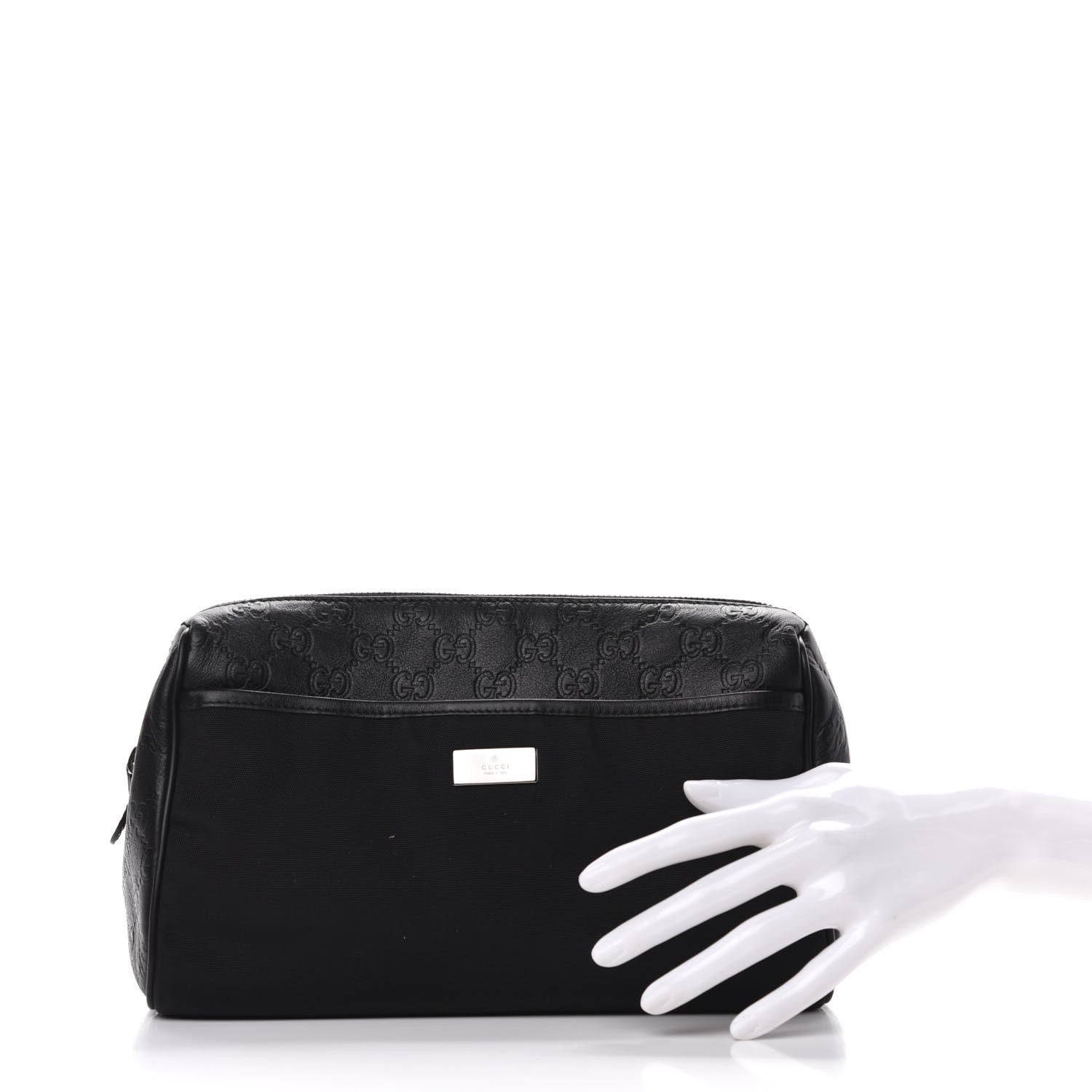 Gucci Nylon Guccissima Zip Top Pouch Black 2 of 7