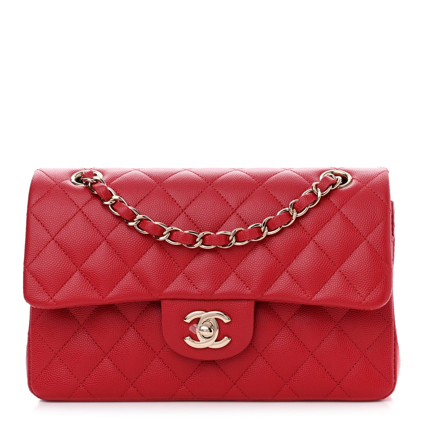 Caviar Quilted Small Double Flap Red