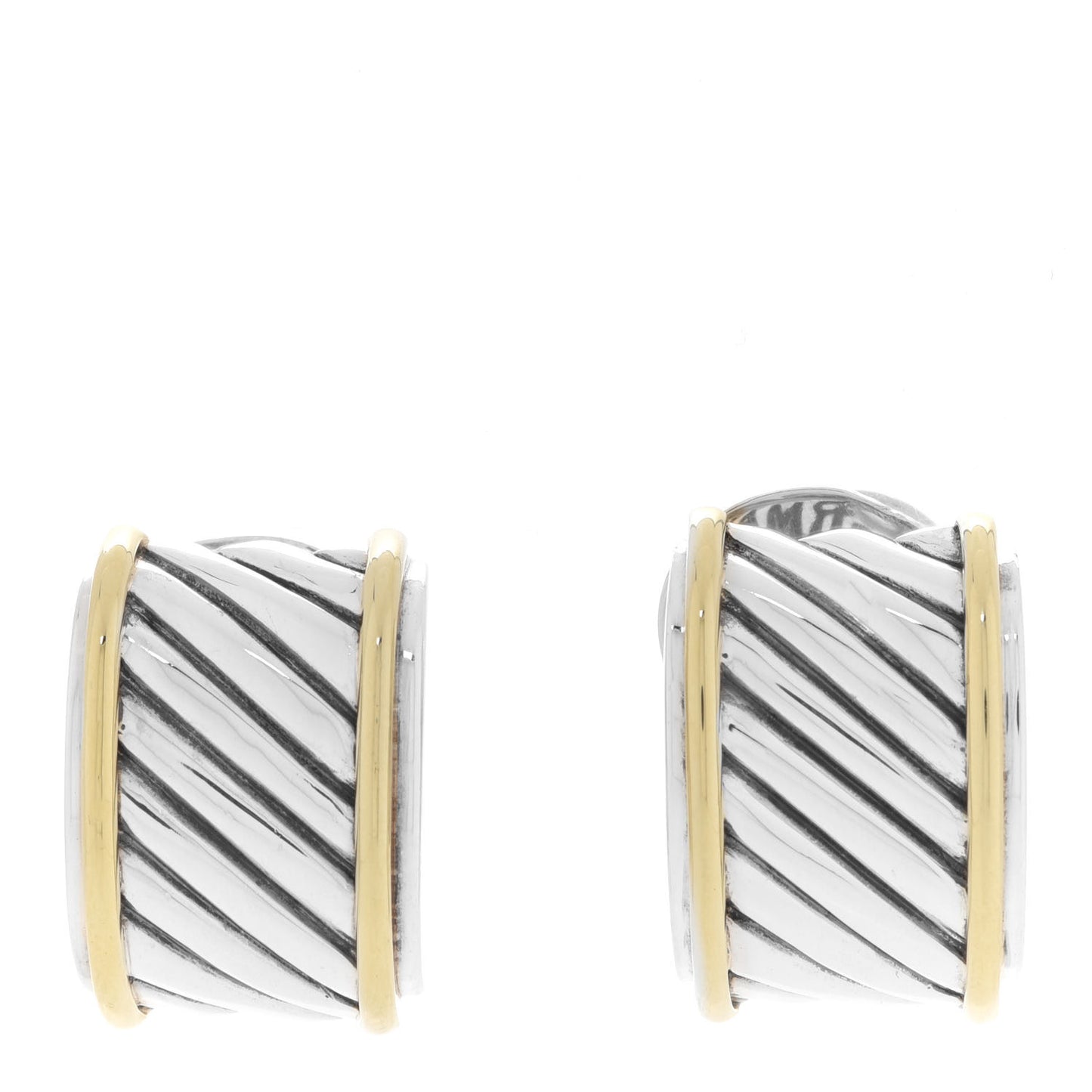 Sterling Silver 14K Yellow Gold Cable Classics Cigar Band Earrings