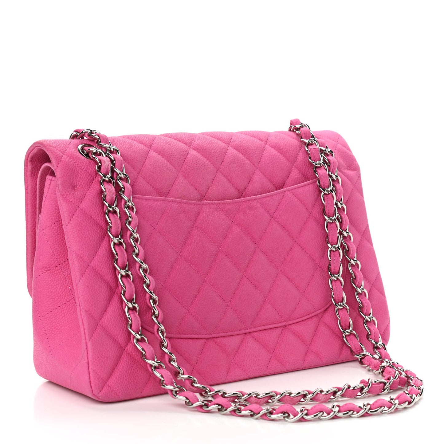 Iridescent Caviar Quilted Jumbo Double Flap Pink
