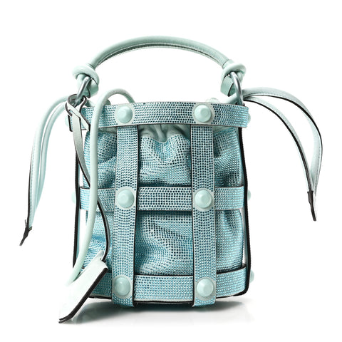 Calfskin Crystal Small Cage Bag Blue