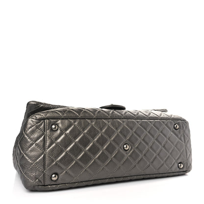 Chanel Calfskin Quilted Small XXL Travel Flap Bag Dark Silver 4 of 11