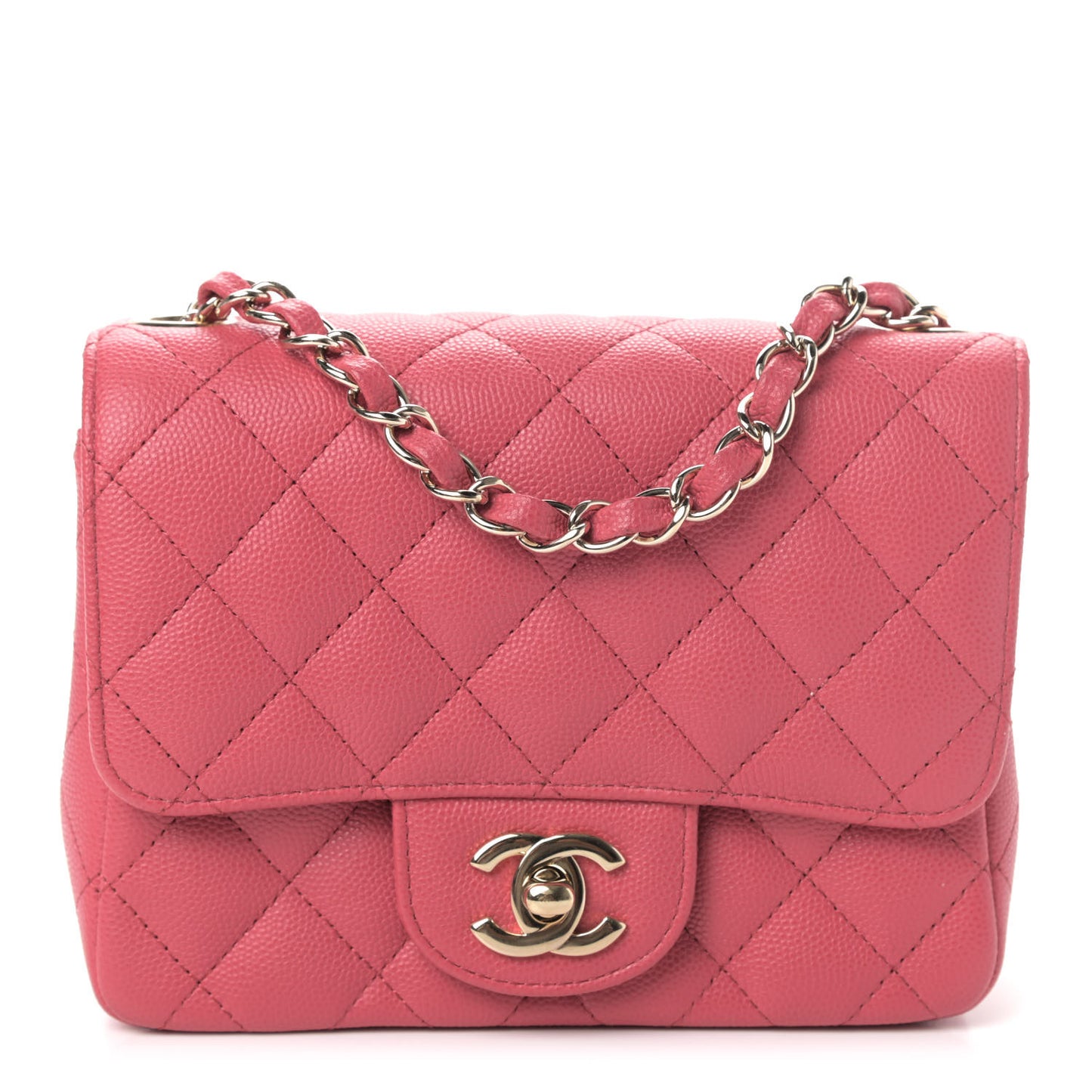Caviar Quilted Mini Square Flap Pink