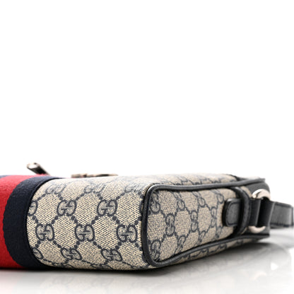 Gucci GG Supreme Monogram Textured Dollar Calfskin Web Small Ophidia Messenger Bag Beige Blue 10 of 11