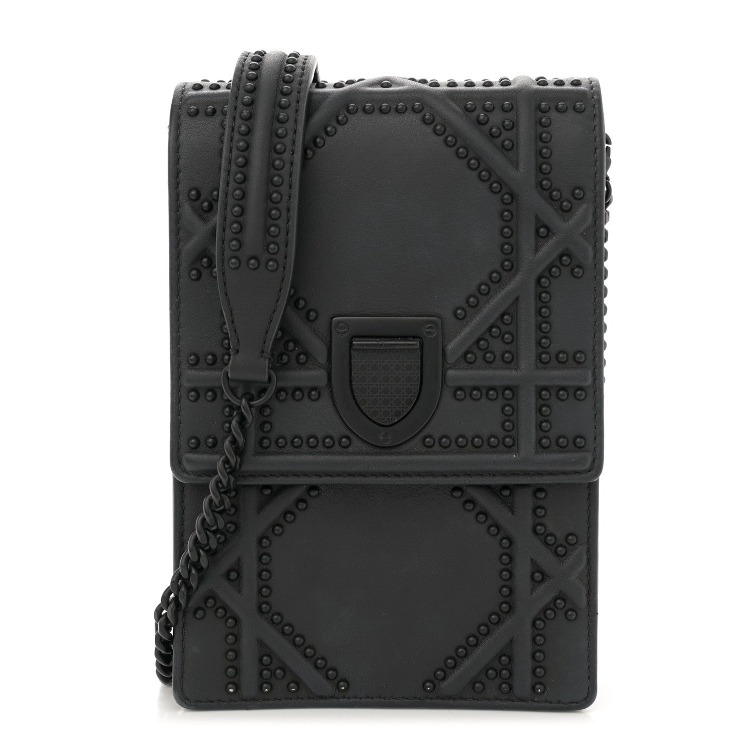 Christian Dior Ultra Matte Calfskin Studded Vertical Diorama Black 1 of 11