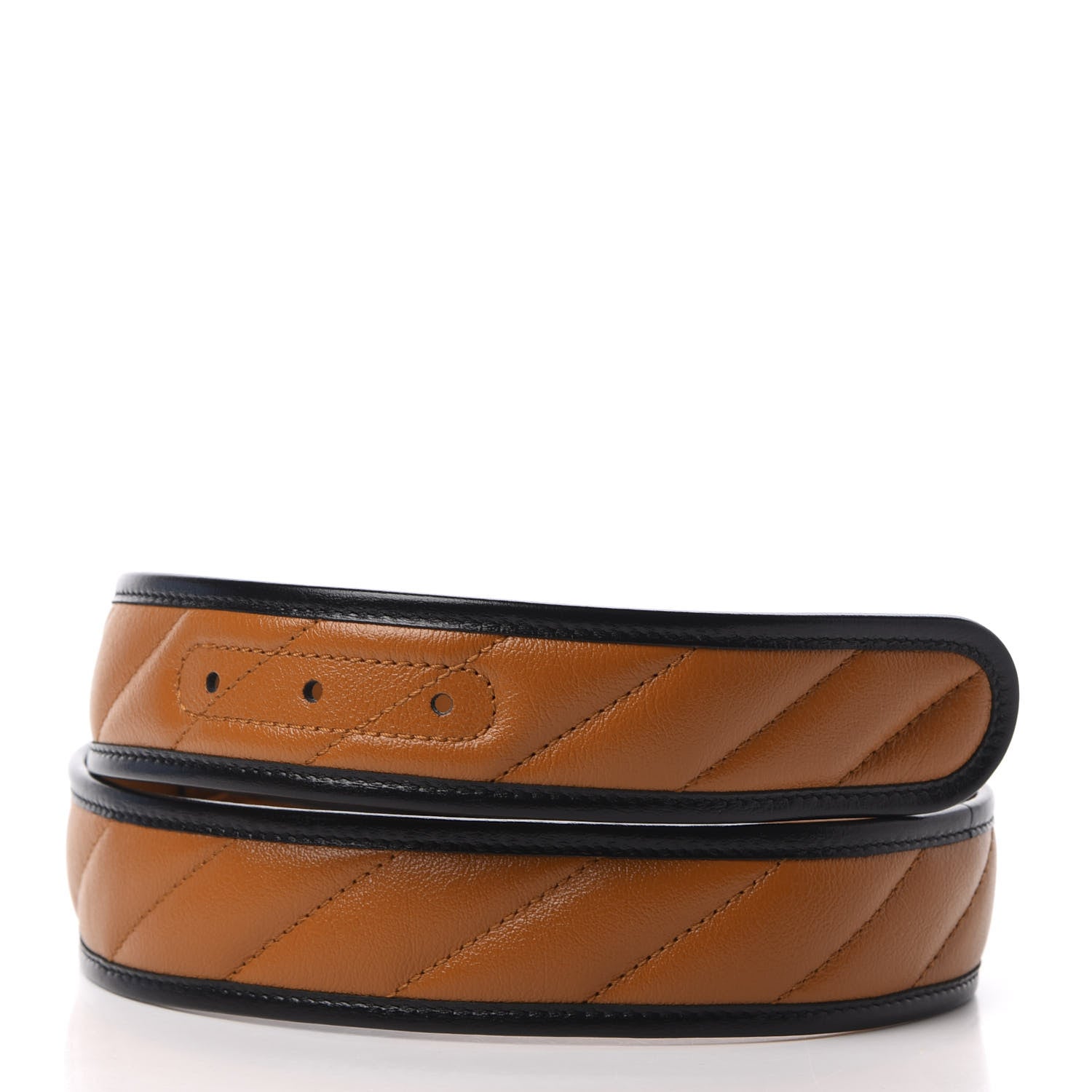 Gucci Azalea Calfskin Matelasse Diagonal Torchon Double G 40mm Belt 80 32 Cognac Black 2 of 7