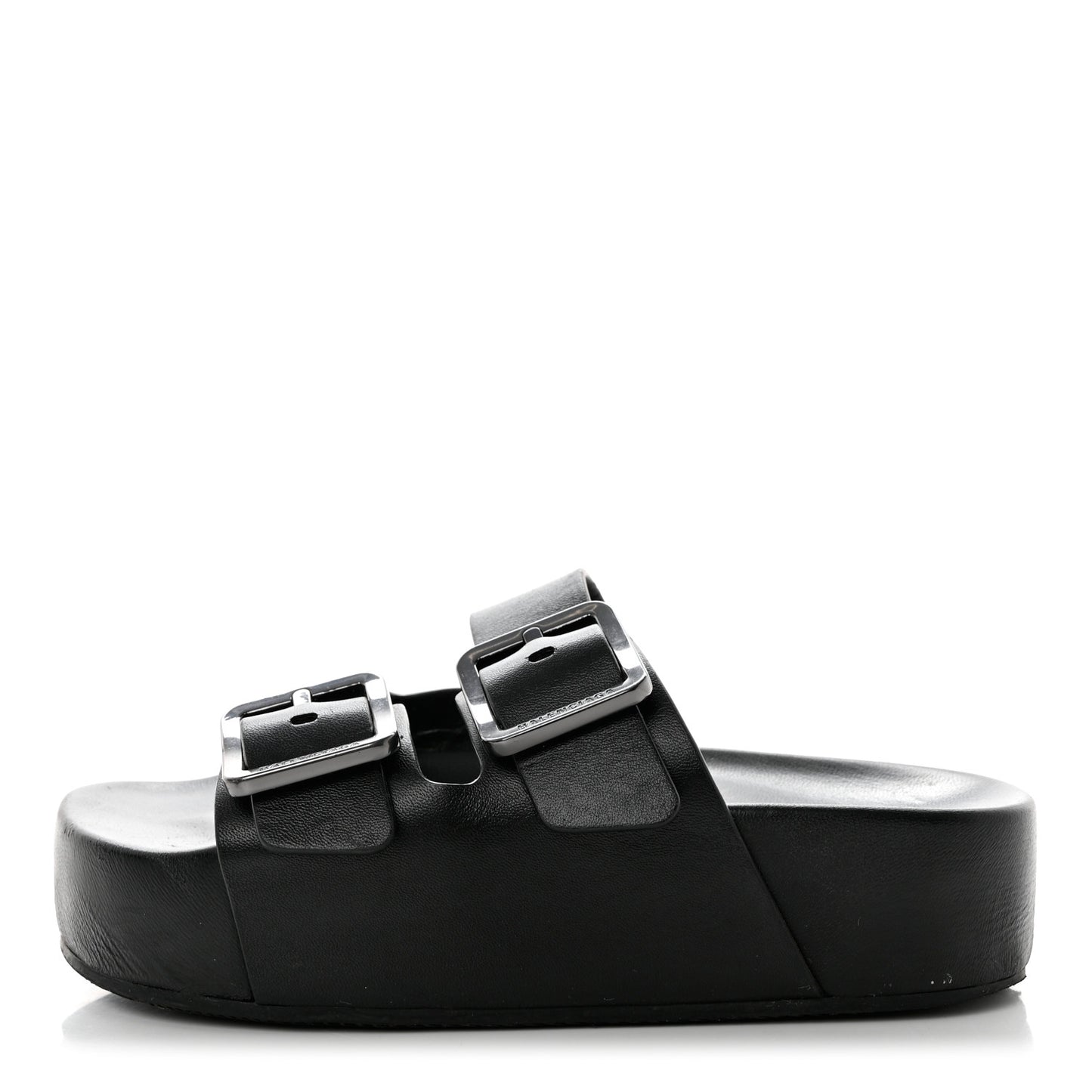 Smooth Nappa Mallorca Platform 50mm Slide Sandals 36 Black
