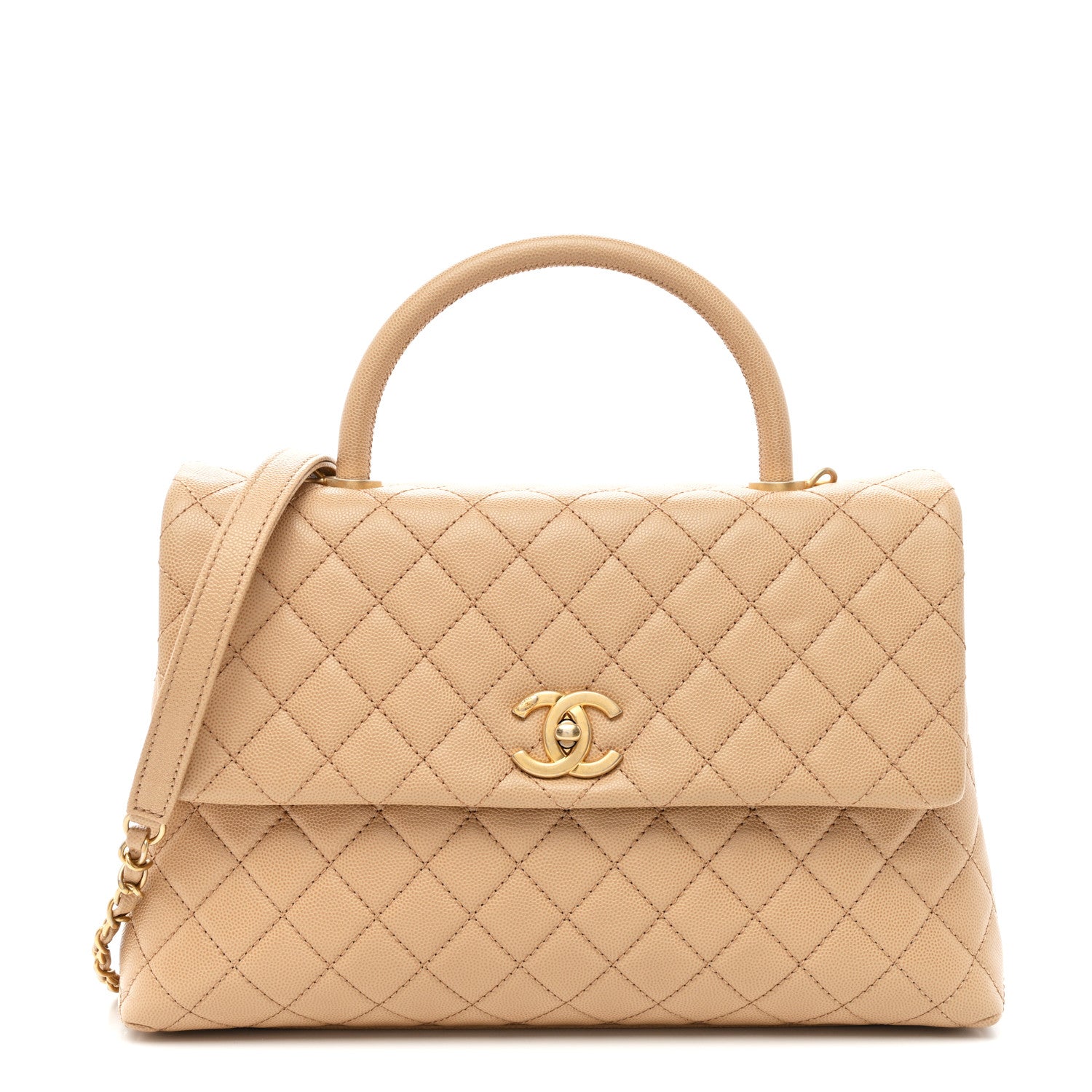 Chanel Caviar Quilted Medium Coco Handle Flap Beige 1 of 11