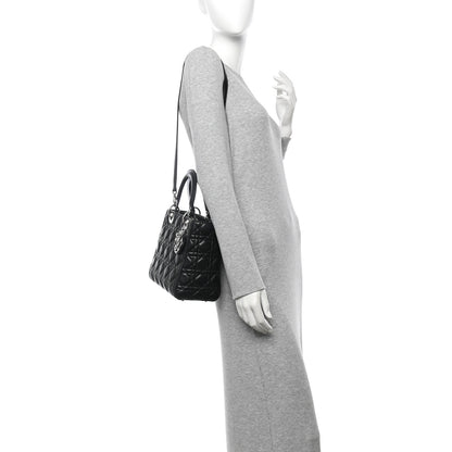Christian Dior Lambskin Cannage Medium Lady Dior Black 2 of 9