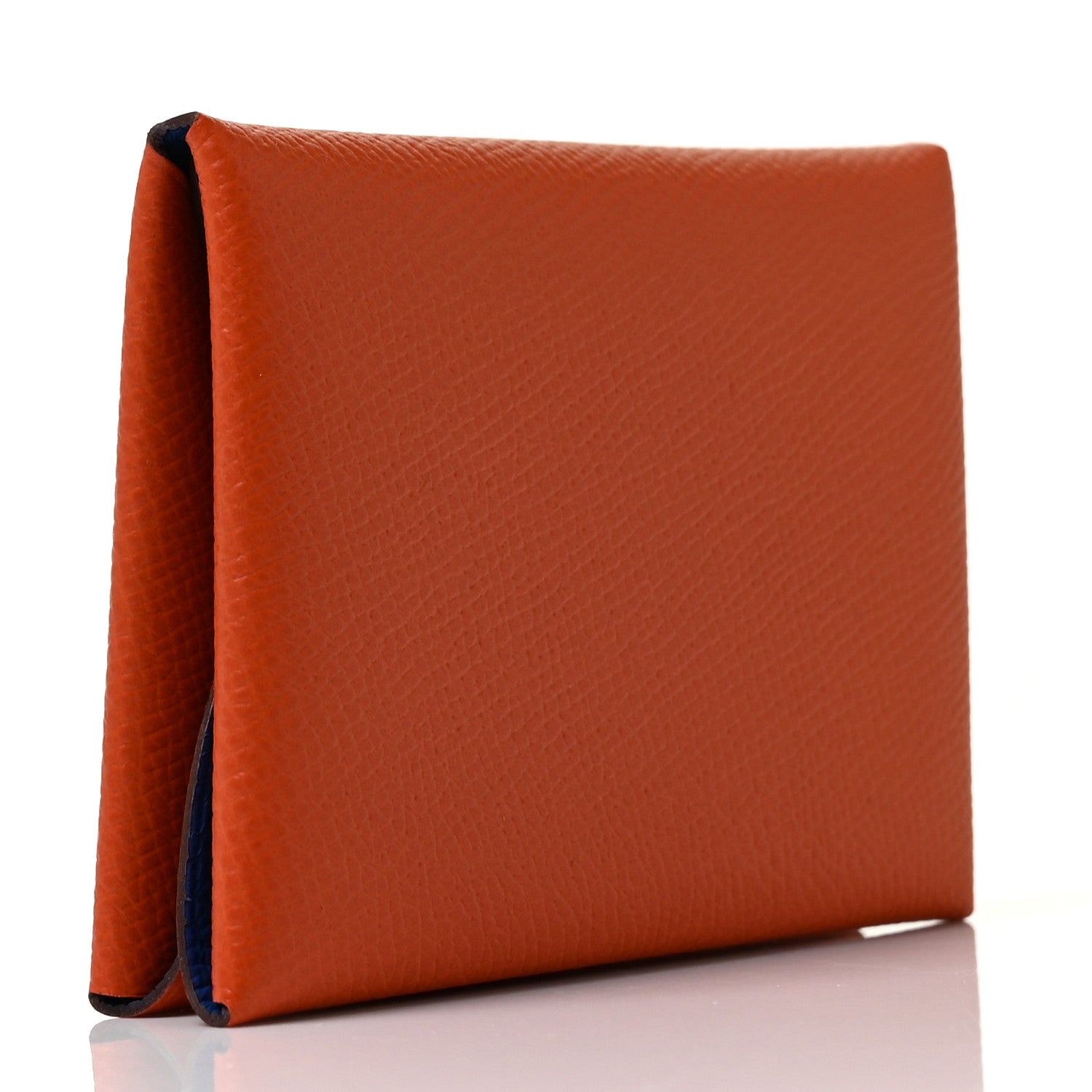 Hermes Epsom Verso Calvi Duo Card Case Orange Poppy Bleu Electrique 3 of 9