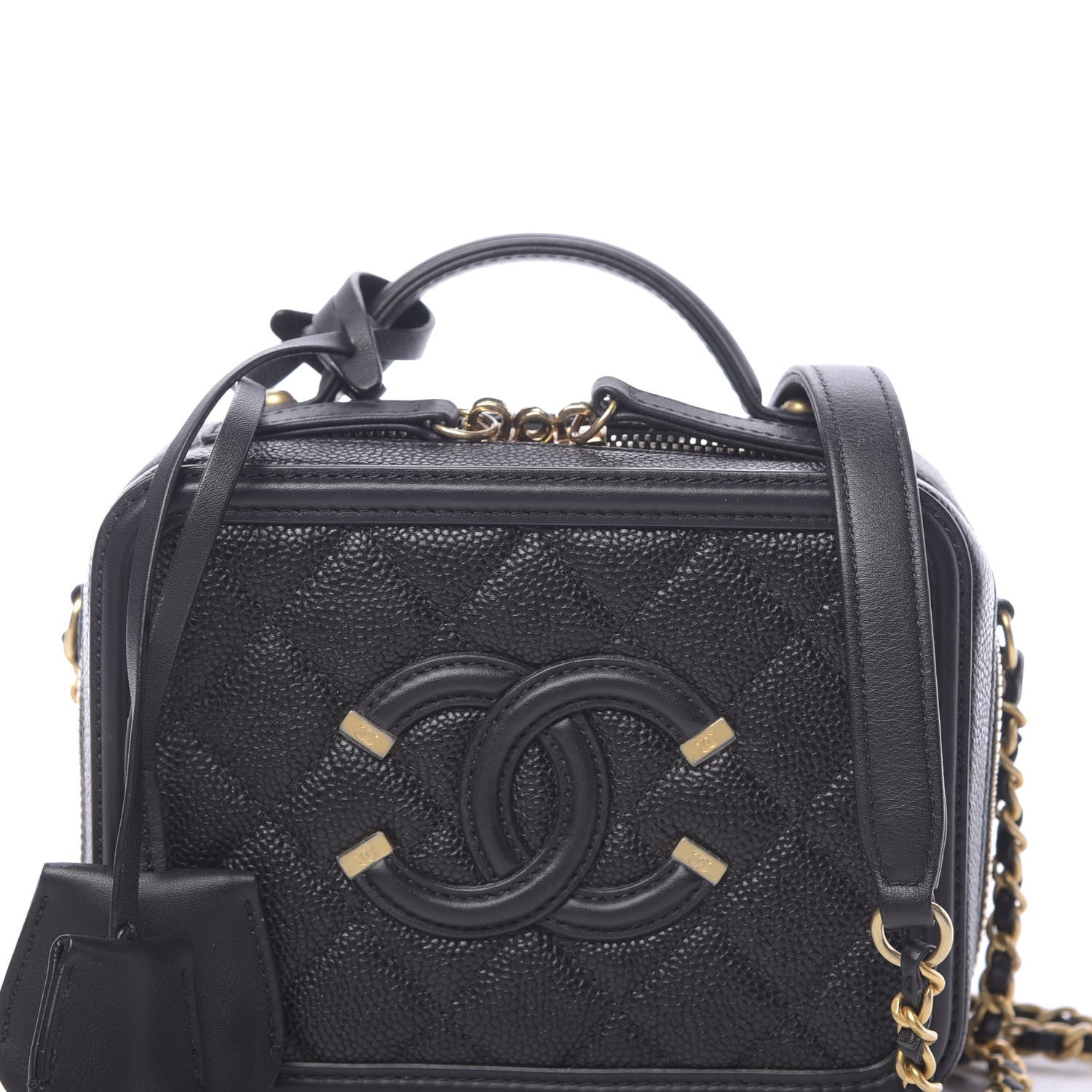 Chanel Caviar Quilted Small CC Filigree Vanity Case Black 10 of 11