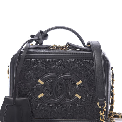 Chanel Caviar Quilted Small CC Filigree Vanity Case Black 10 of 11