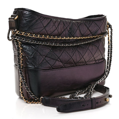 Chanel Iridescent Aged Calfskin Quilted Medium Gabrielle Hobo Black 3 of 9