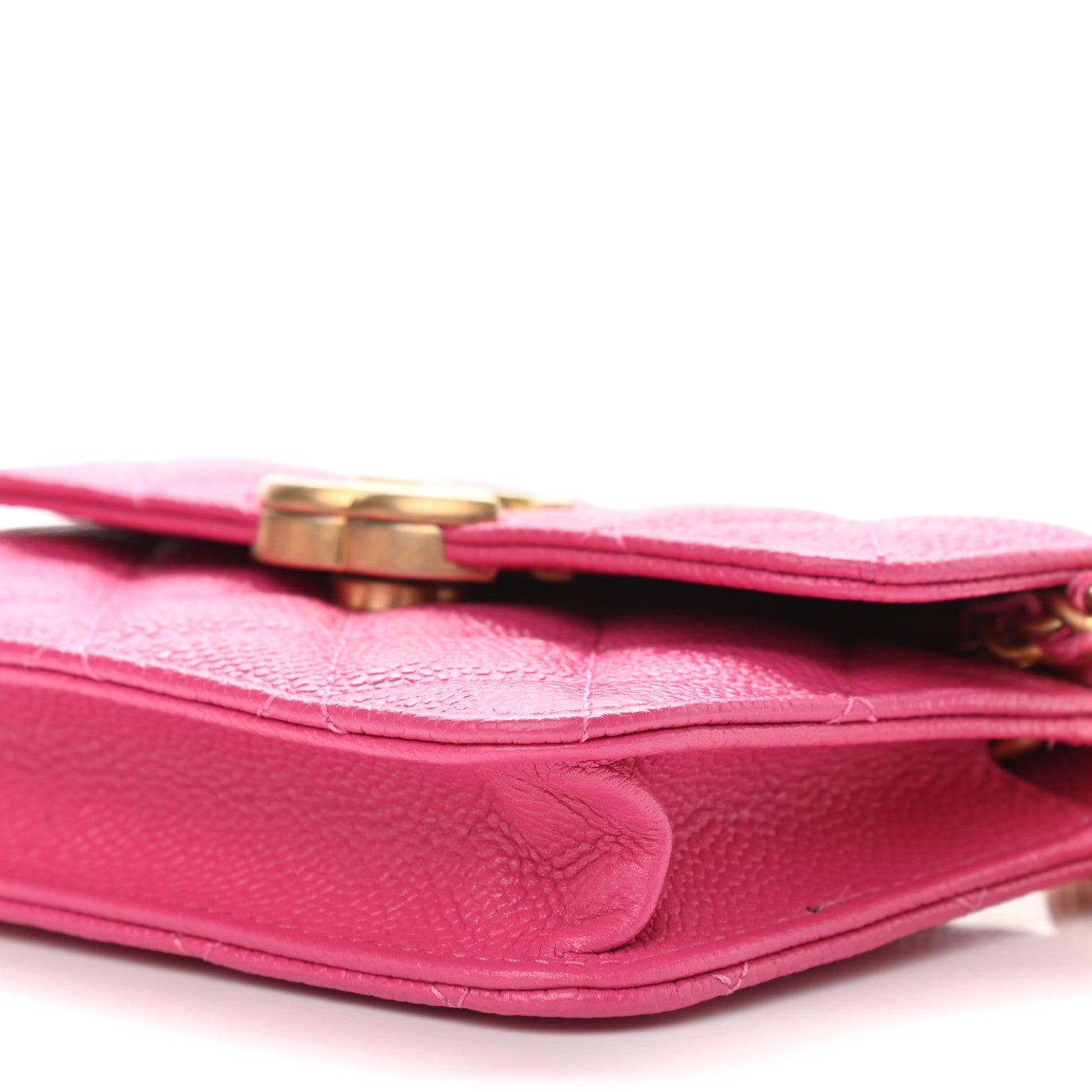 Chanel Shiny Caviar Quilted Chain Melody Card Holder On Chain Dark Pink 9 of 9