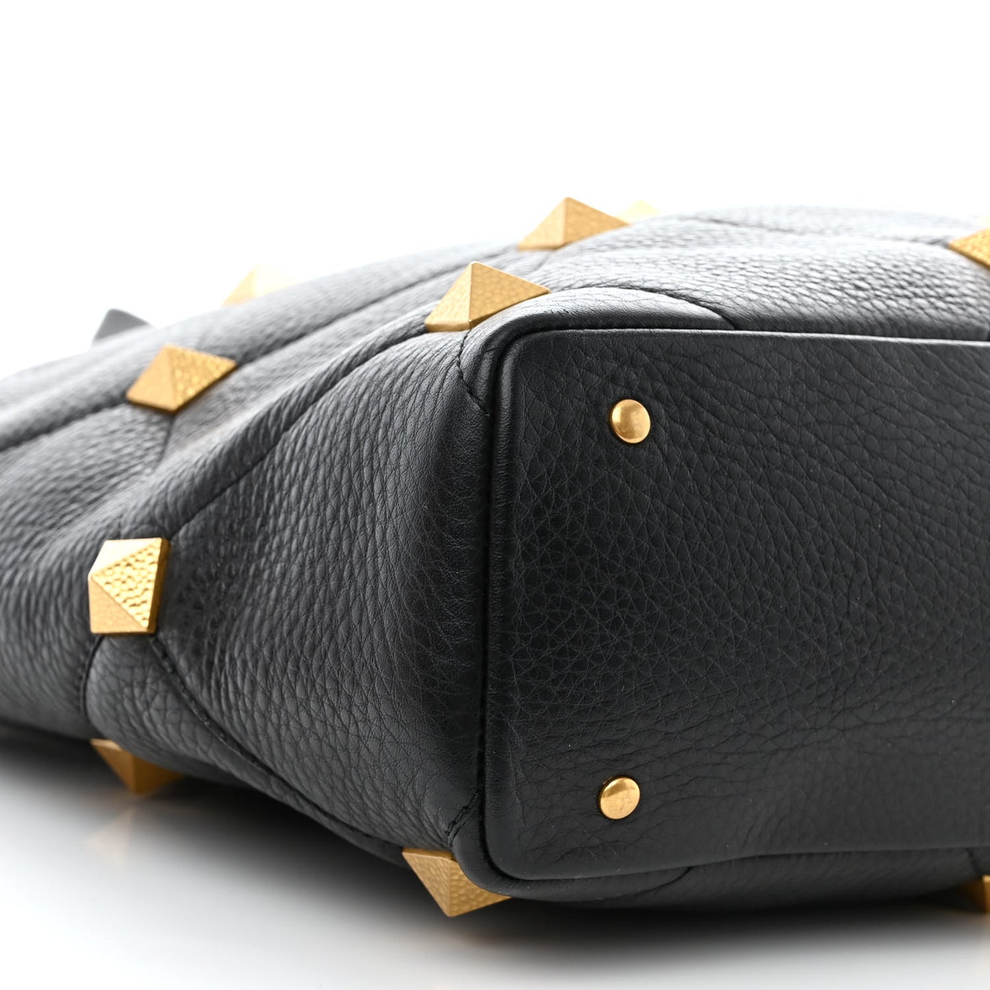 Grained Calfskin Quilted Large Roman Stud Tote Black