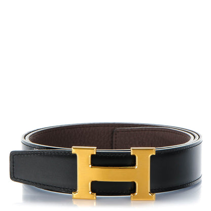 Hermes Box Togo 32mm H Belt 90 Black Chocolate 1 of 11