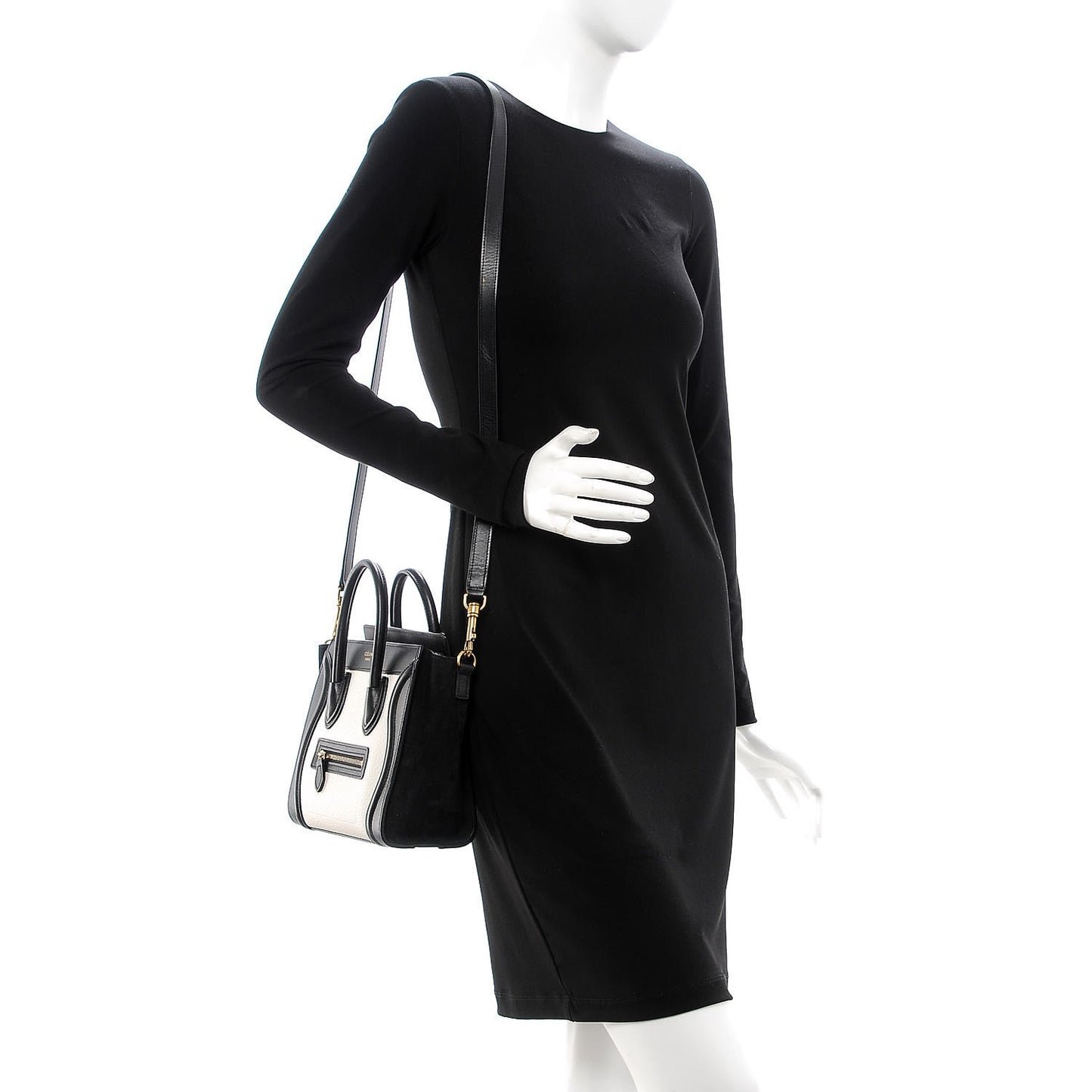 Bullhide Calfskin Nubuck Bi-Color Nano Luggage Black White