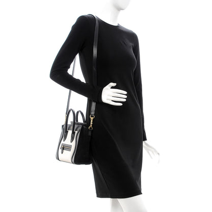 Celine Bullhide Calfskin Nubuck Bi-Color Nano Luggage Black White 2 of 10