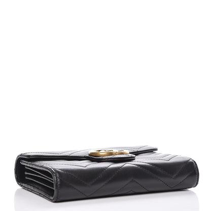 Gucci Calfskin Matelasse GG Marmont Chain Wallet Black 4 of 13