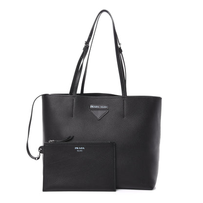 Prada Vitello Daino Etiquette Shopping Bag Black 1 of 10