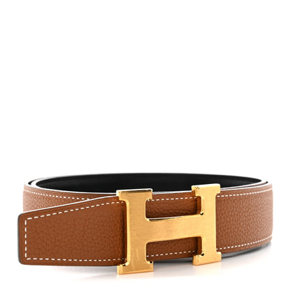 Hermes Box Togo 32mm H Belt 85 Black Gold 2 of 9