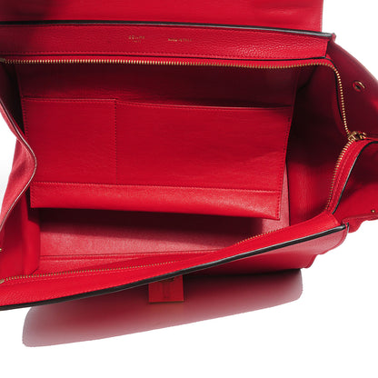 Celine Drummed Calfskin Suede Medium Trapeze Coquelicot 7 of 8