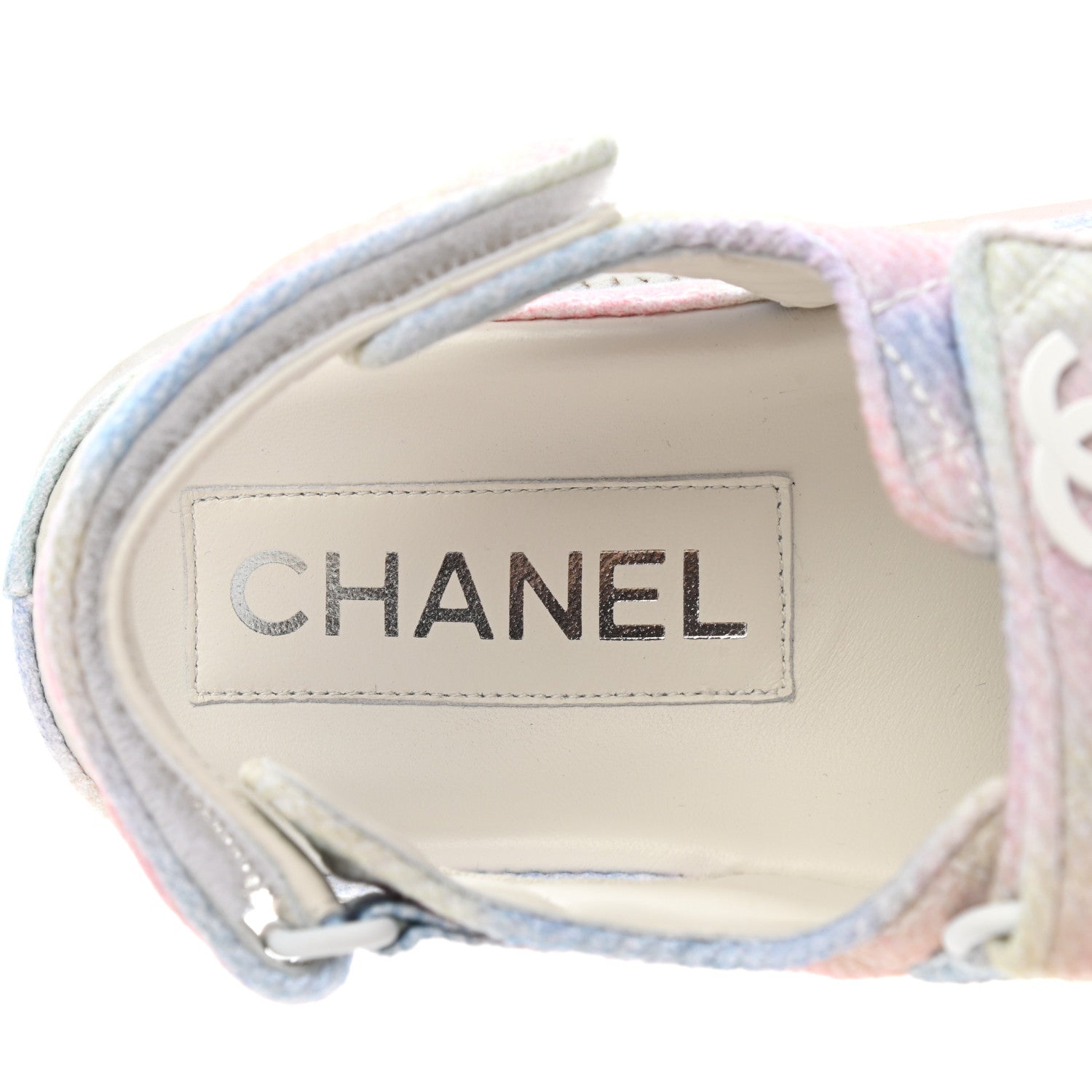 Chanel Printed Fabric Quilted Dad Sandals 35.5 Green Pink Blue 7 of 9