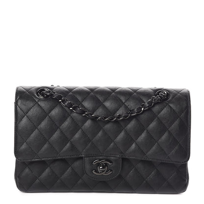 Chanel Crumpled Calfskin Quilted Medium Double Flap So Black 1 of 12