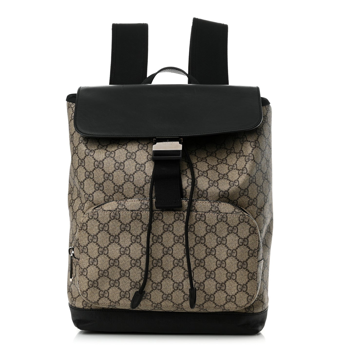 GG Supreme Monogram Single Buckle Backpack Beige Black
