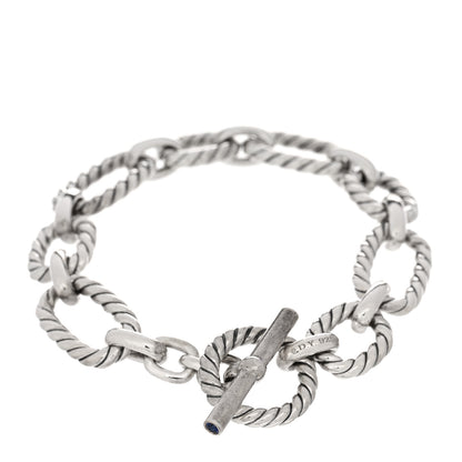 David Yurman Sterling Silver Blue Sapphire 12.5mm Cushion Link Bracelet 2 of 3