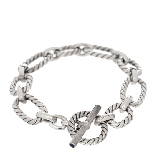 Sterling Silver Blue Sapphire 12.5mm Cushion Link Bracelet