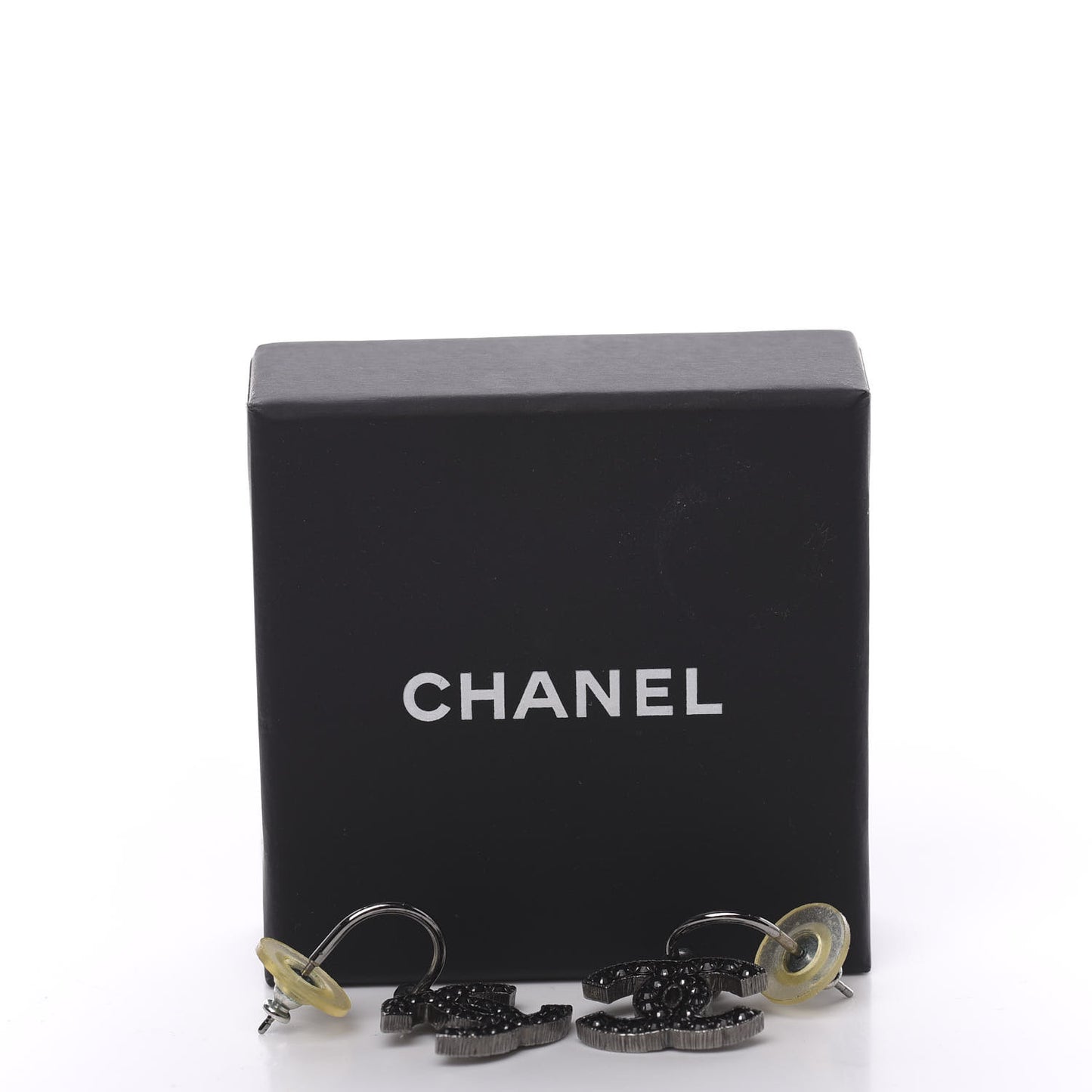 Crystal CC Dangle Earrings Black