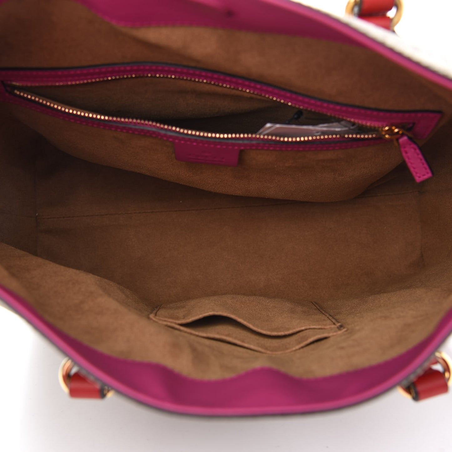 GG Supreme Monogram Linea A Foldover Tote Beige Hibiscus Red New Rosette