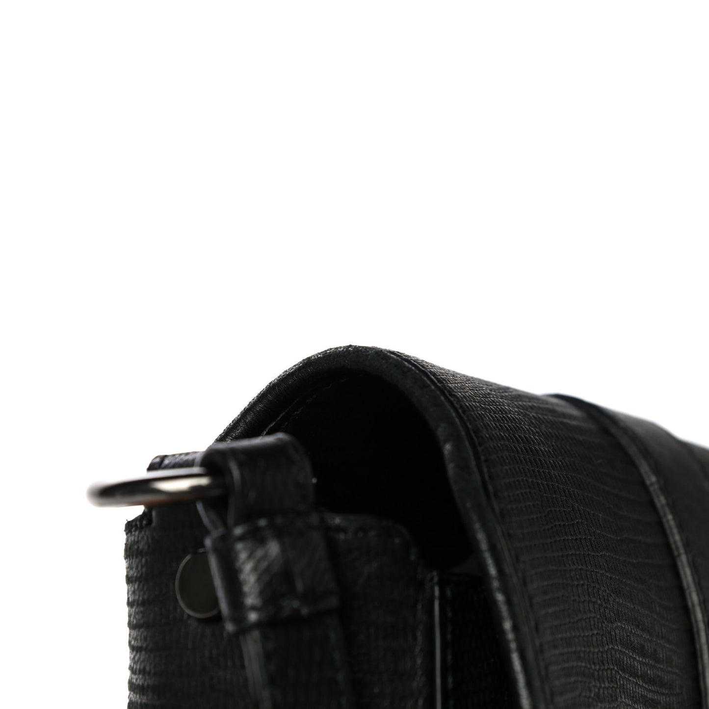 Lambskin Lizard Embossed Obsedia Shoulder Bag Black