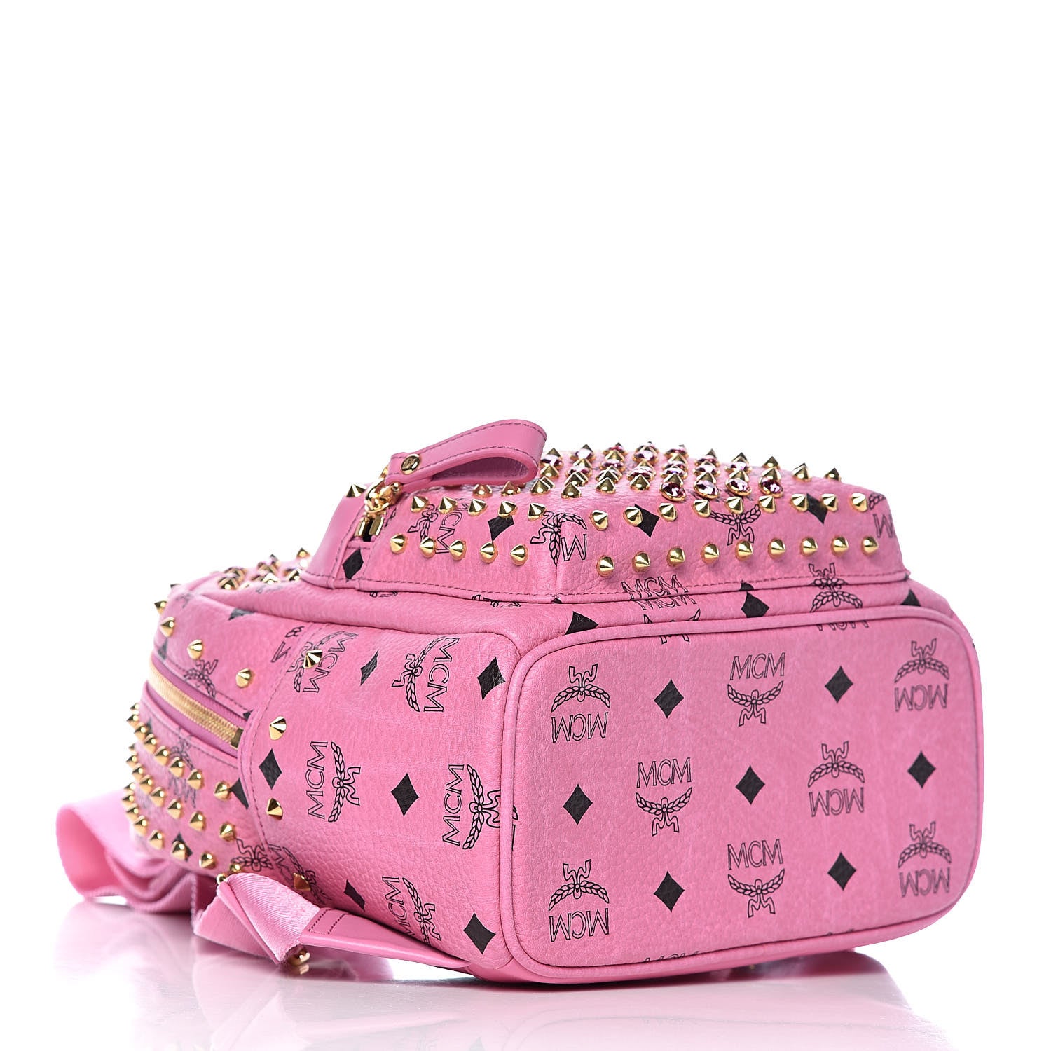 MCM Visetos Swarovski Mini Stark Diamond Backpack Pink 4 of 9