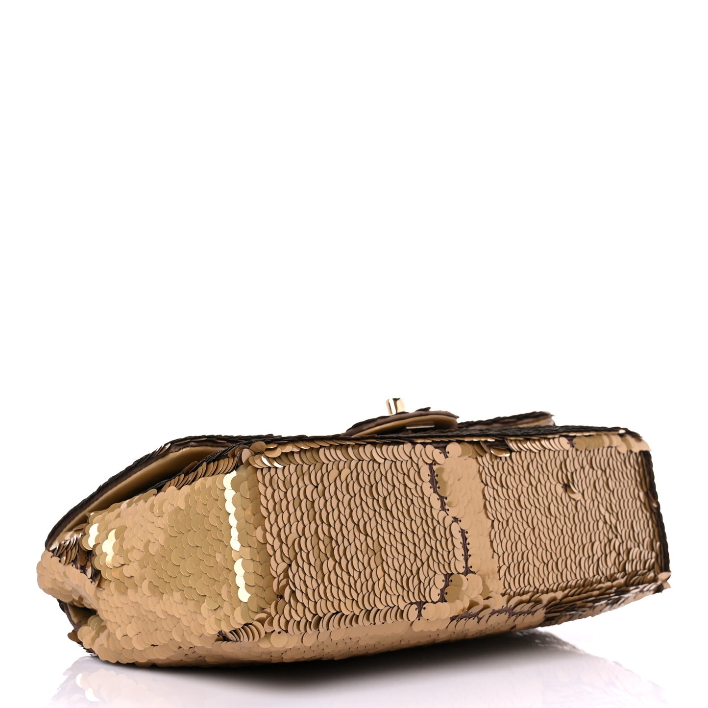 Sequin Quilted Medium Single Flap Gold
