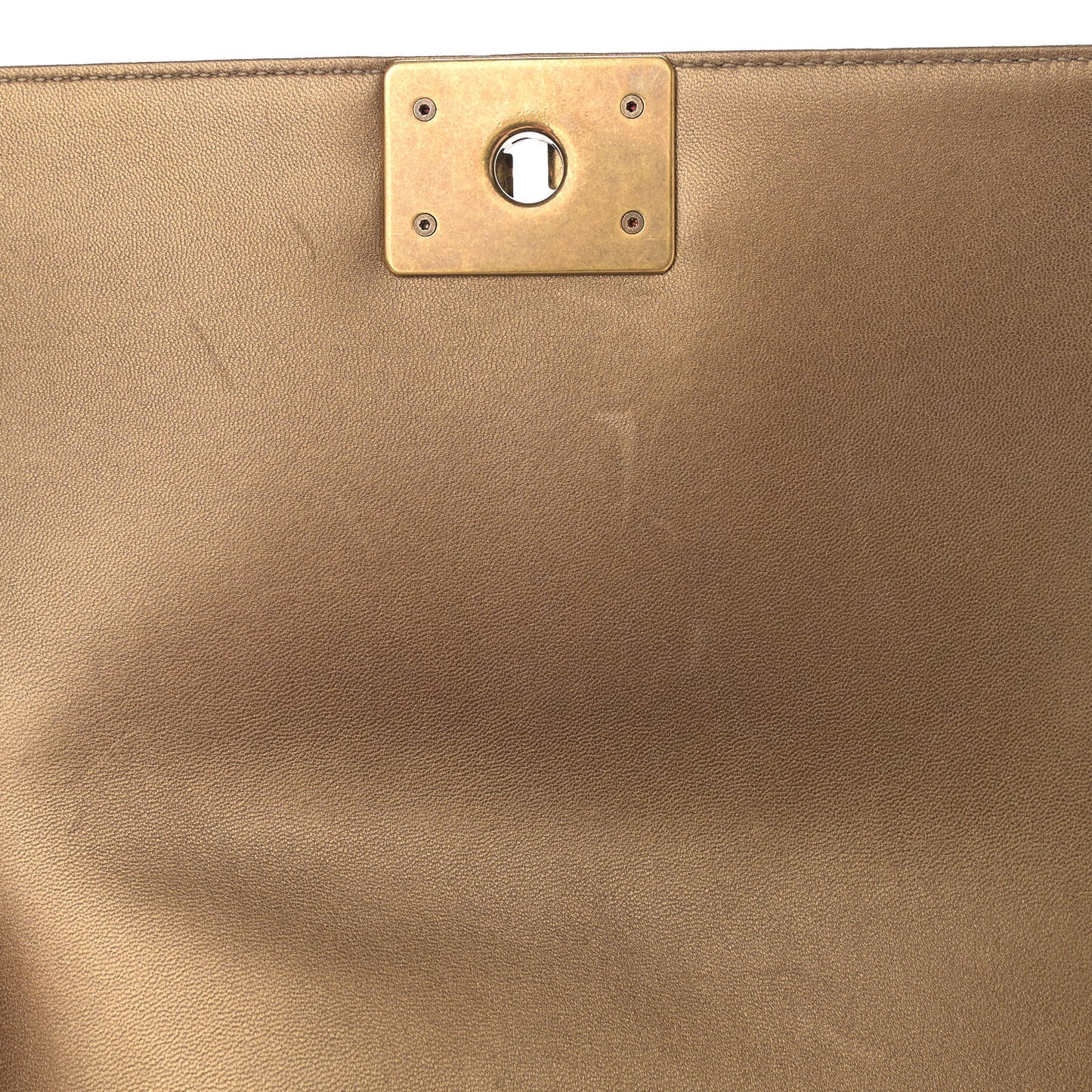 Metallic Lambskin Quilted Medium Boy Flap Dark Gold