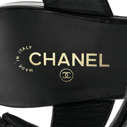 Chanel Lambskin Logo CC Turnlock Sandals 37 Black 7 of 9