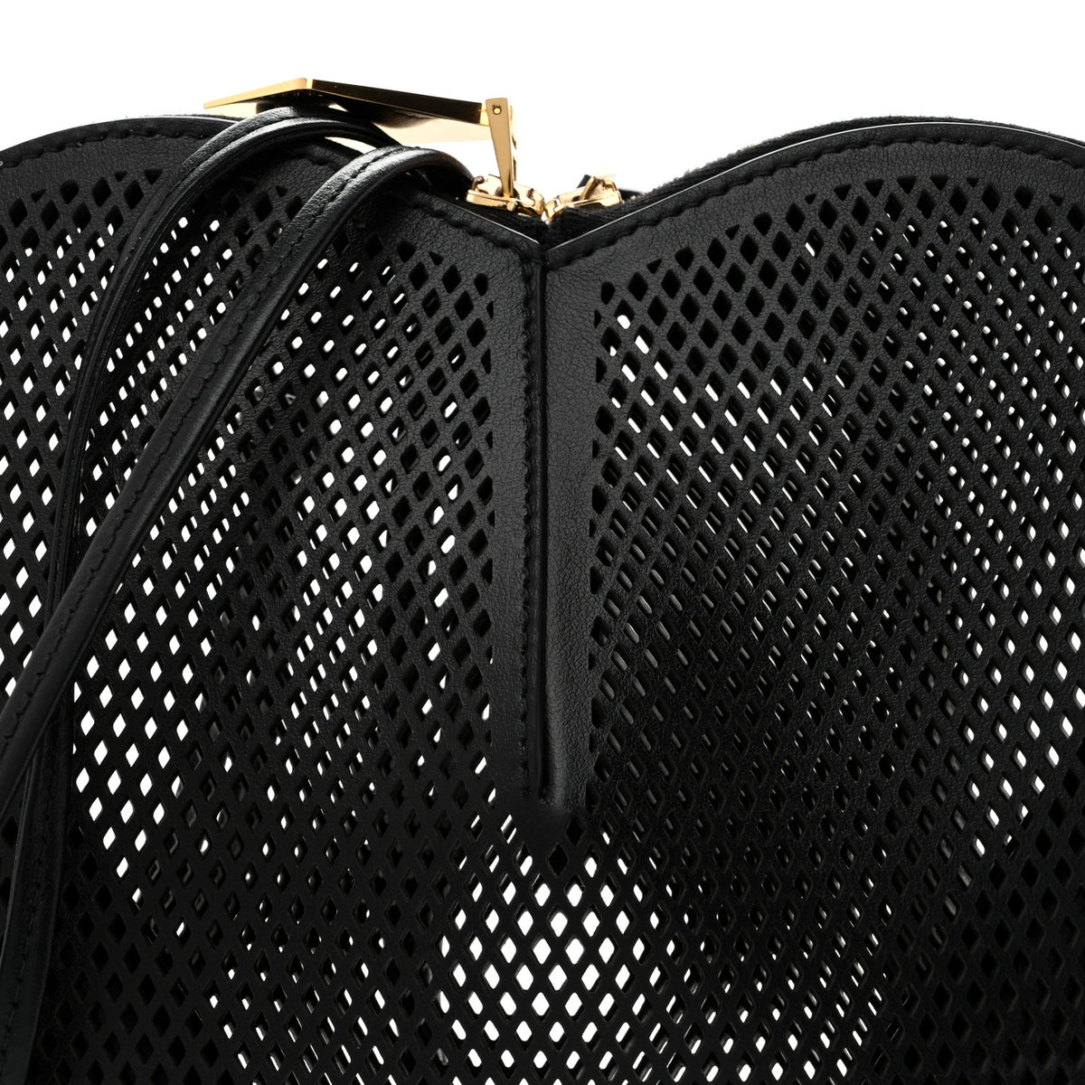 Calfskin Perforated Le Coeur Bag Black